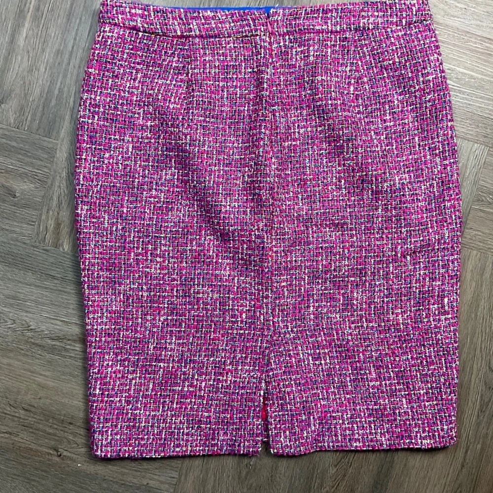 J.Crew Autumn Tweed Pencil Skirt Womens 12 Pink Purple‎ Made in Italy Classy